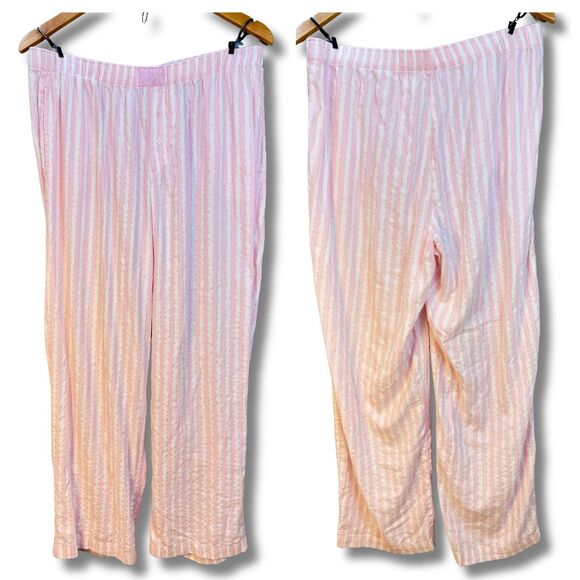 Victoria’s Secret Flannel 2 Piece Pajama Set Womens L Iconic Pink Stripe NWOT - Picture 4 of 16